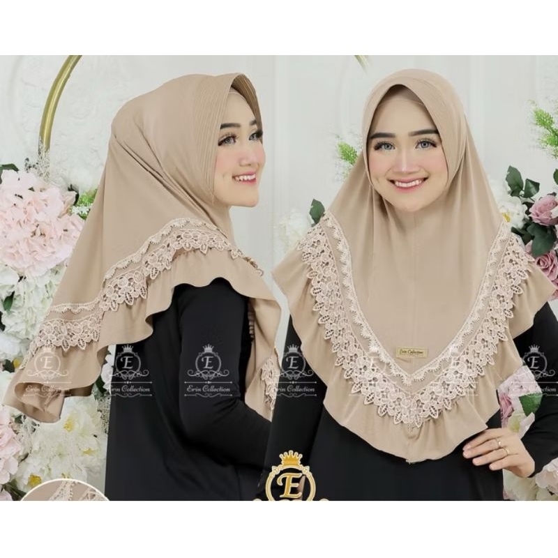 JILBAB RENDA 2 SUSUN ERIN COLLECTION/JILBAB ELEGAN/JILBAB MURAH/JILBAB ERIN COLLECTION