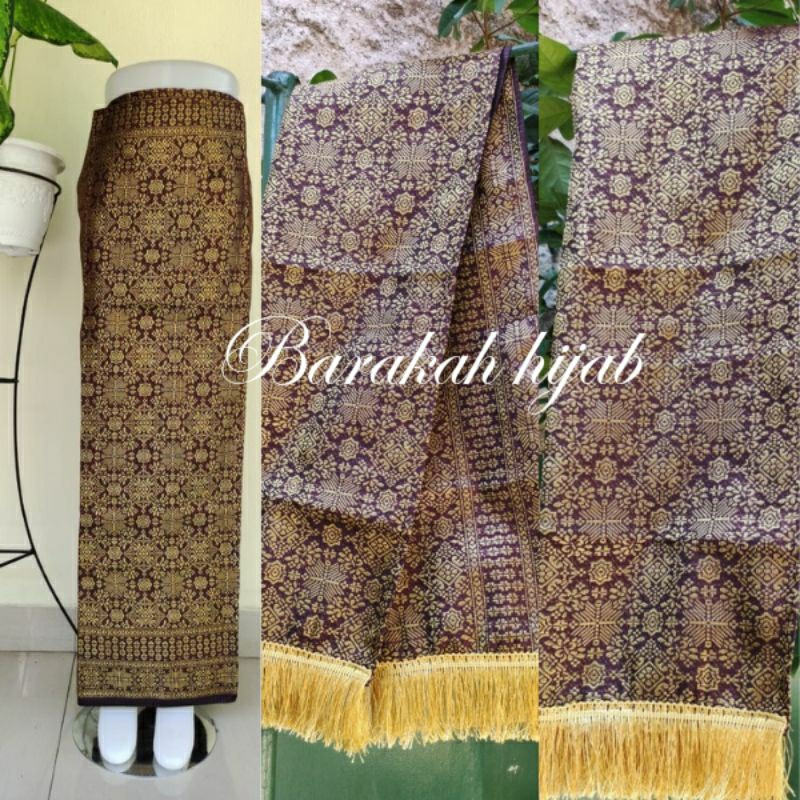 Satu Set Rok Songket Selendang segiempat glamor Ciput Cardigan Outer Bawahan Model Tradisional Tenun