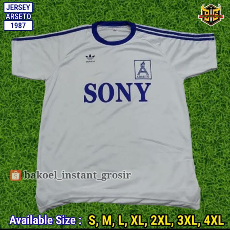Jersey ARSETO FC Solo Away 1987 SONY Putih GALATAMA Retro PRINTING dan BORDIR Remake Lokal