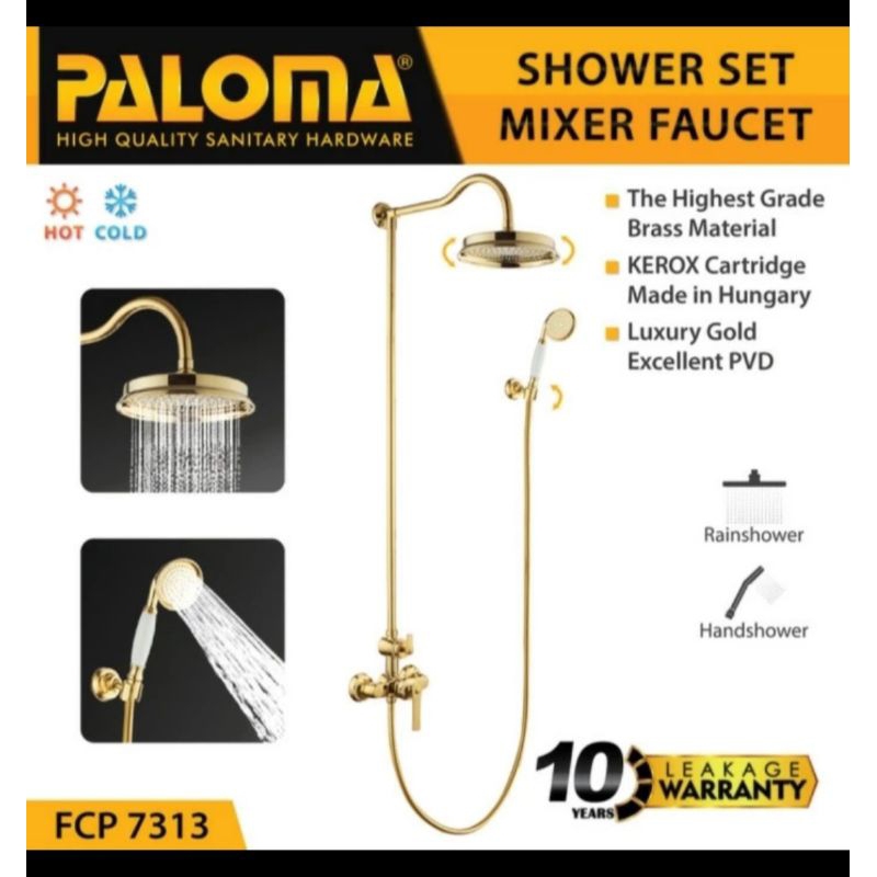 tap paloma fcp 7313 shower tiang set keran air keran panas dingin gold