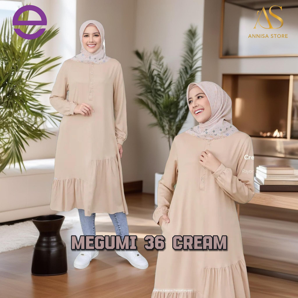 BAJU ATASAN BLUS LONG TUNIK REMAJA & WANITA ETHICA MEGUMI 36 CREAM