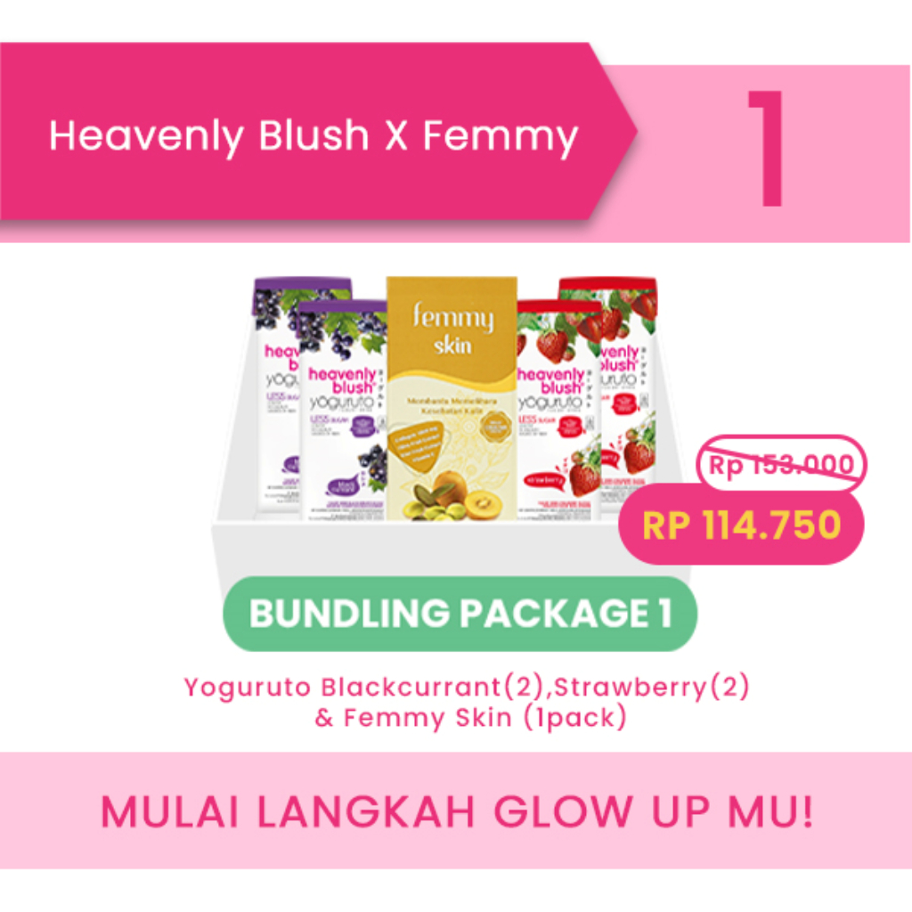 

Heavenly Blush Yoguruto (4pcs x 180ml) Special Bundling Femmy Skin (12 stick pack)