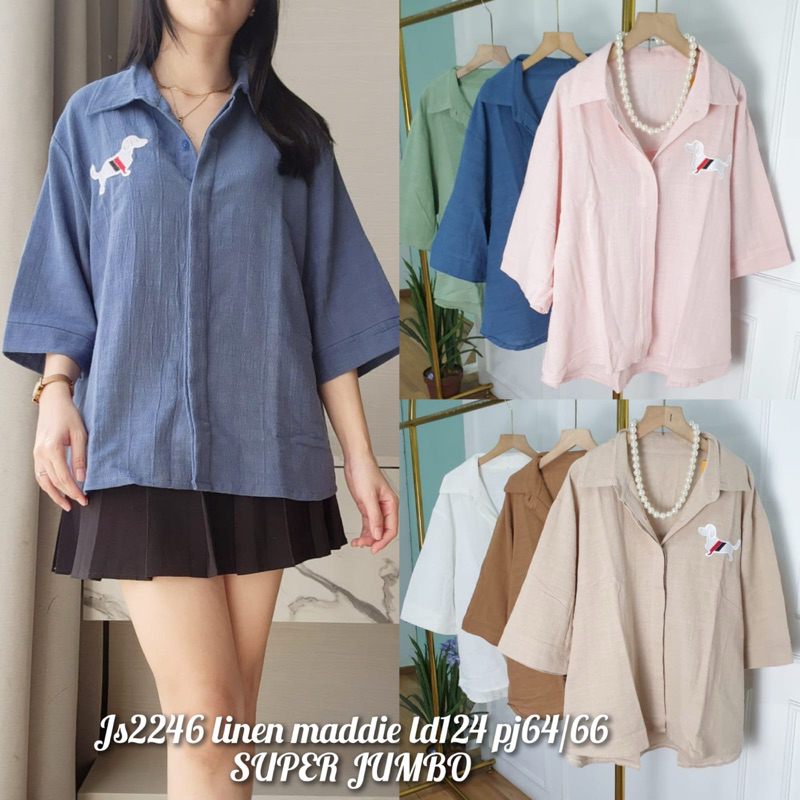 blouse / blus / atasan wanita LD124 jumbo bahan linen js2246