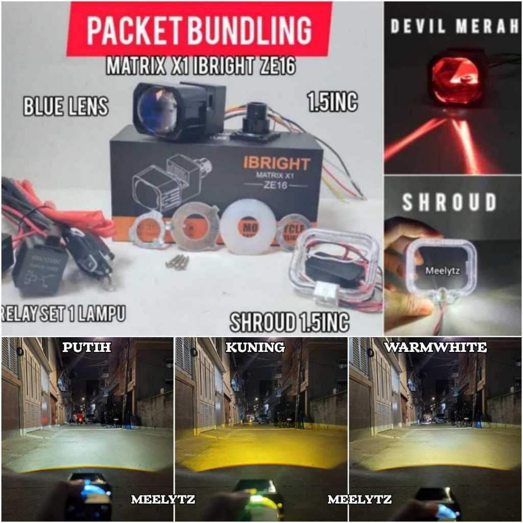 Packet Bundling Biled Matrix x1 IBRIGHT ZE16 All weather Shroud 1.5INC  Relay set 1 Lampu