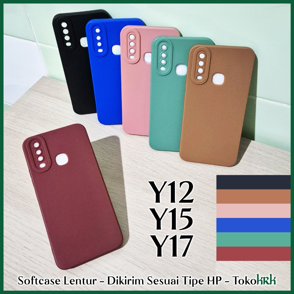 KRK Softcase Vivo Y12 Y15 Y17 Y11 Y12i Case Candy Pro Silikon Warna Protection Camera Hitam Coklat P