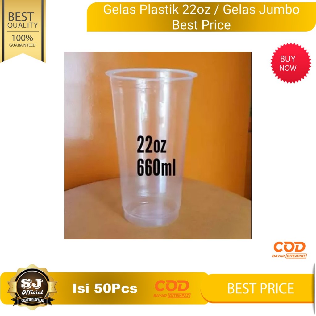 Gelas Plastik 22oz / Gelas Es Teh JUMBO (Tersedia Harga GROSIR)