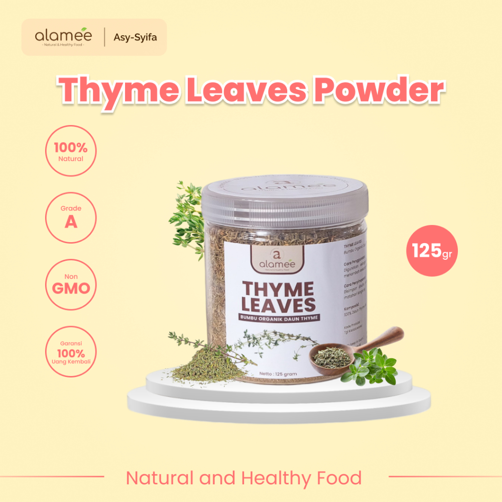 

ALAMEE Thyme Kering Daun Timi Bumbu Dapur Organik Garnish Dried Leaves Murni Tanpa Campuran 125g