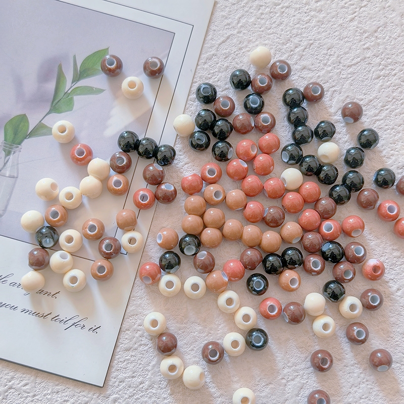 50pcs 6mm Manik-manik akrilik|Manik kayu bulat akrilik