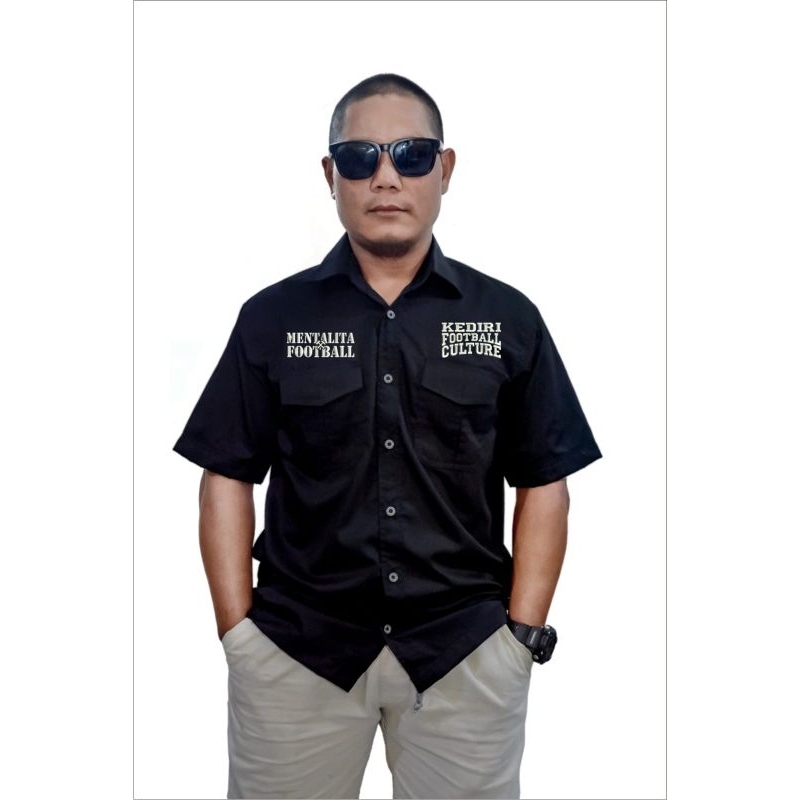 KEMEJA WORKSHIRT KEDIRI FOOTBALL CULTURE BELAKANG EST 1950 BORDIR KOMPUTER