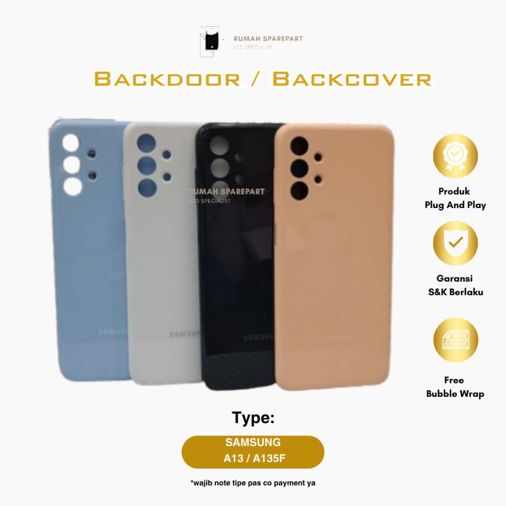 Backdoor Samsung A13 4G / A135F Backcover Backcase Softcase Frame Papan Cas Flexible Temperglass Tom