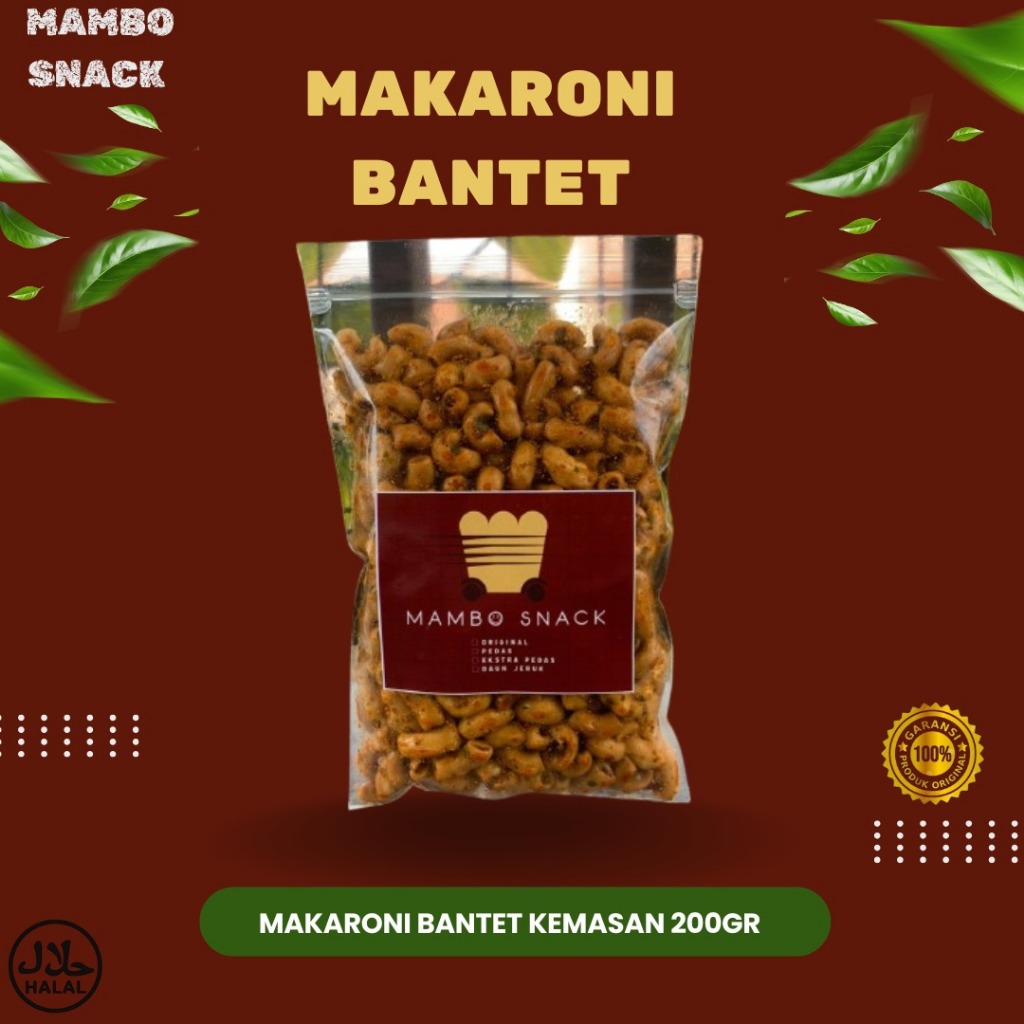 

Makaroni Bantet 200gram Pedas Gurih daun Jeruk - Cemilan Bikin Nagih