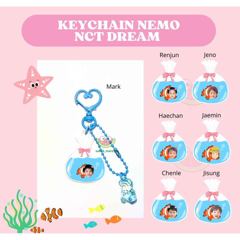 RN KEYCHAIN NEMO NCT DREAM GANTUNGAN TAS HADIAH LUCU IKAN PRINTILAN KPOP KONSER MARK RENJUN JENO