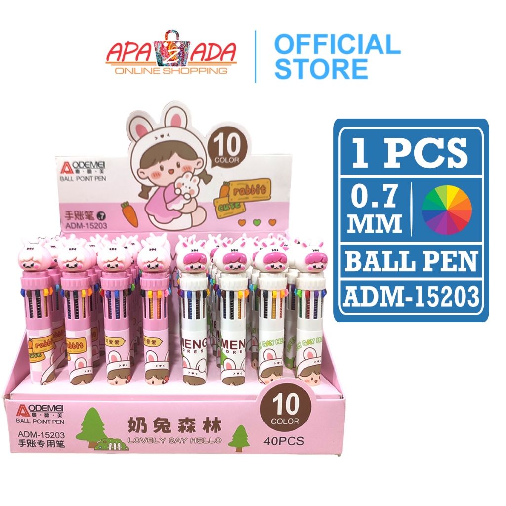 

Apazada - Pulpen 10 Warna Satuan [1 Pcs Pulpen] / Pena Bollpoint / Ballpoint Bermotif Lucu dan Imut