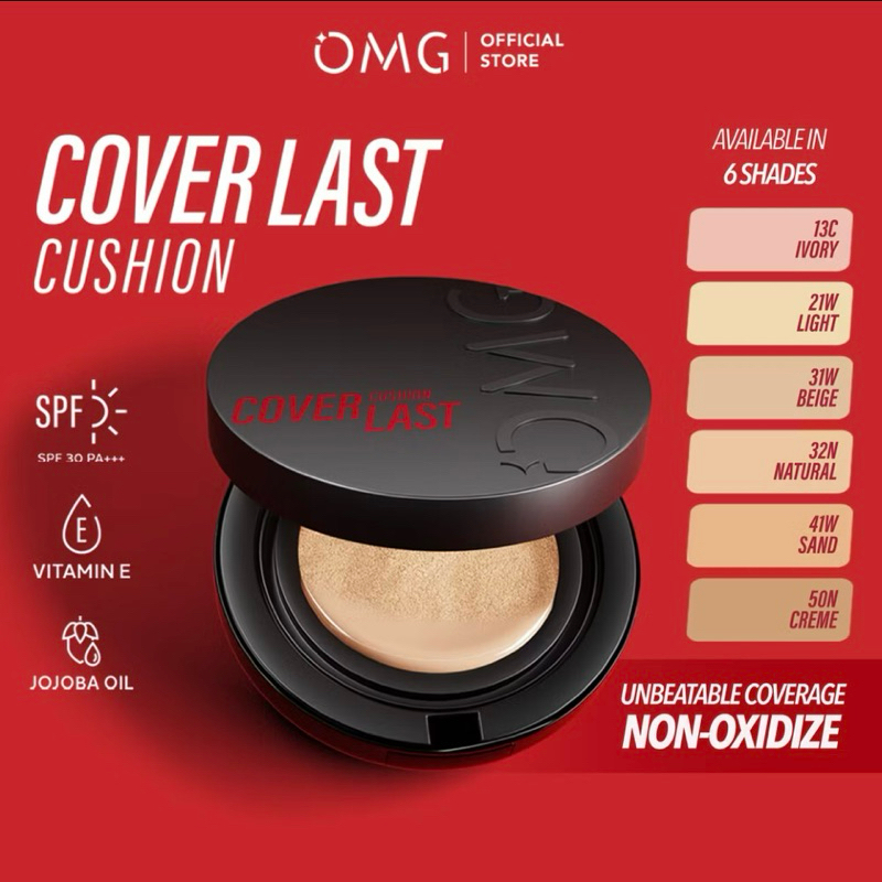 OMG Cover Last Cushion Hight Coverage No Oxidize | OMG COMPACT  Two Way Cake Coverlast | BEDAK PADAT