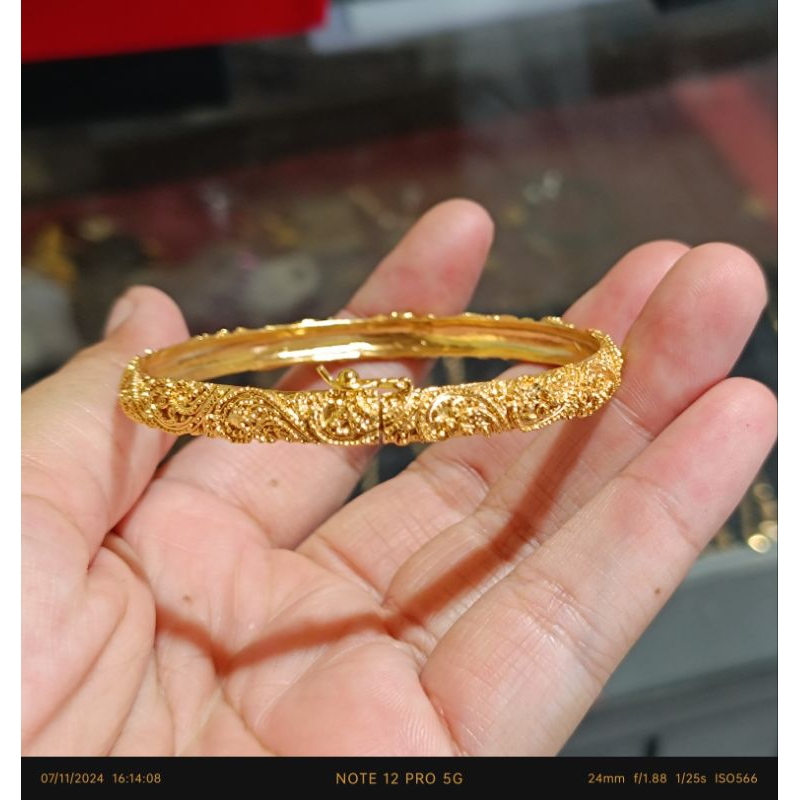 gelang sudira bulat kuningan lapis emas