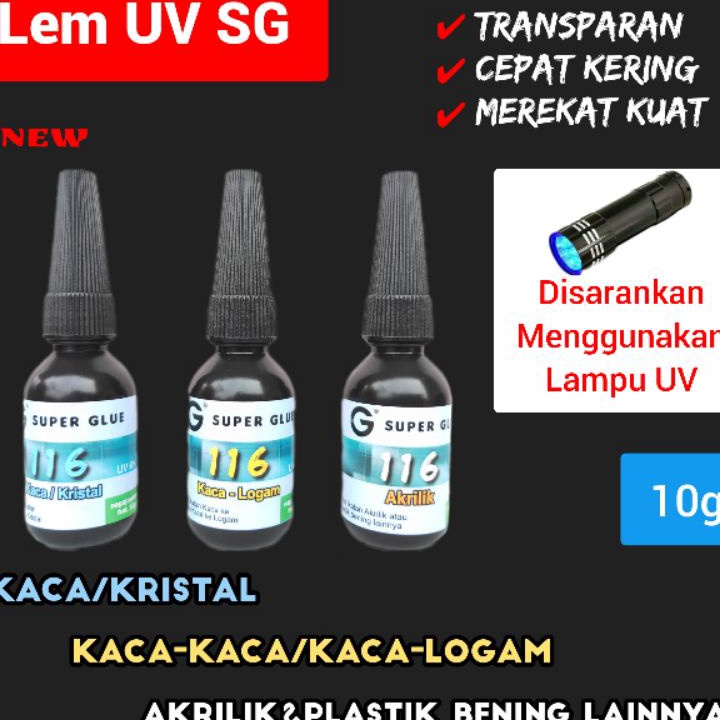 

TERBATAS 1gLem UV KacaKristalKacaLogamAkrilikPlastik BeningLem UV 116Lem Sinar Ultra Violet