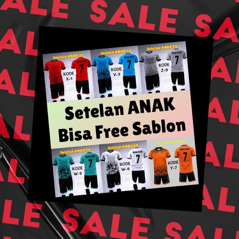 Kaos Bola Anak | Baju Bola Anak Gratis Sablon Printing