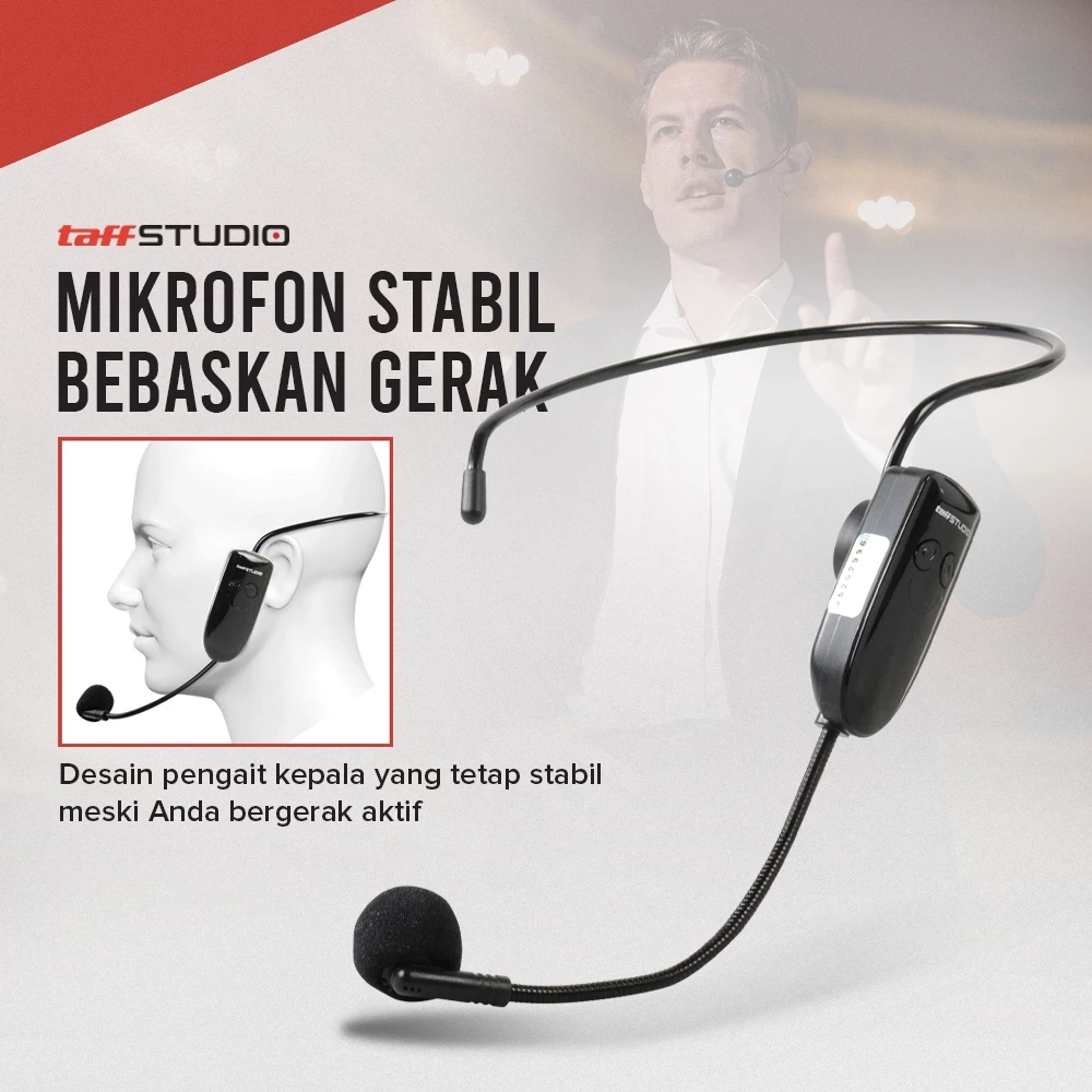 COD Microphone Mic Clip On Wireles Bando UHF Presentasi Tur Imam Masjid Musholla Call Center Headset