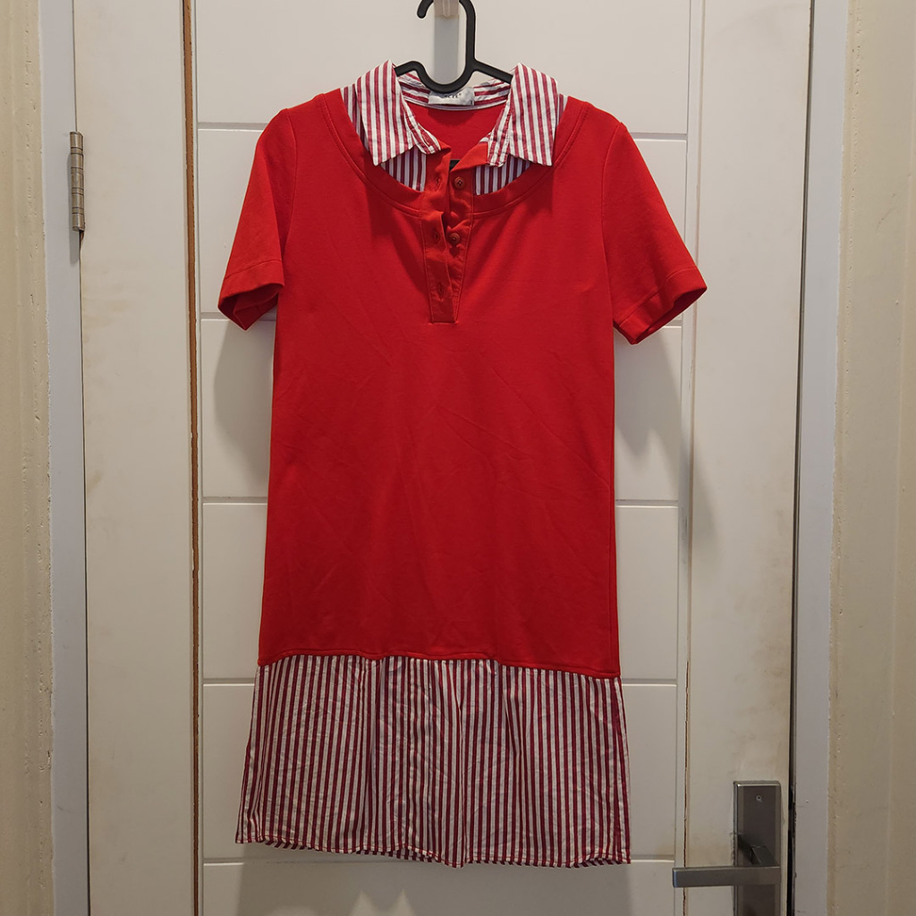 Red Midi Dress Baju Terusan Merah Berkerah