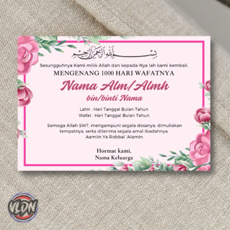 Cetak Stiker Tahlil Mengenang 40, 100, 1000 hari Wafatnya, Stiker Tahlil Vldn Printing