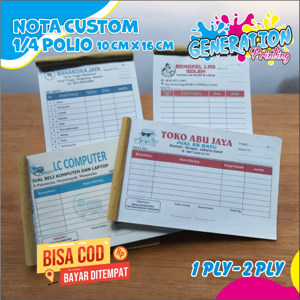 

NOTA BON CUSTOM NAMA SENDIRI 1/4 ISI 50 LEMBAR FREE DESAIN BERBAGAI TOKO 1 & 2 APPLY