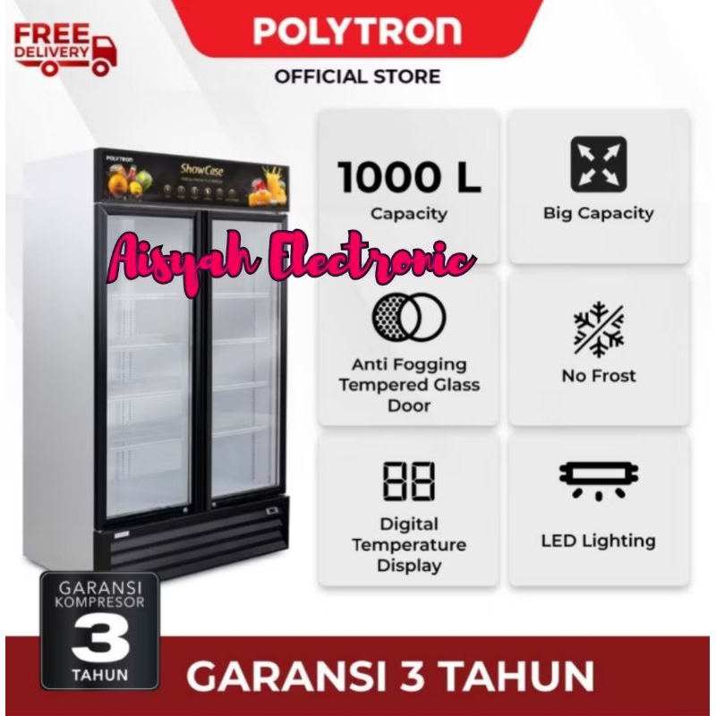 SHOWCASE POLYTRON 2 PINTU SCN-1020 GARANSI RESMI