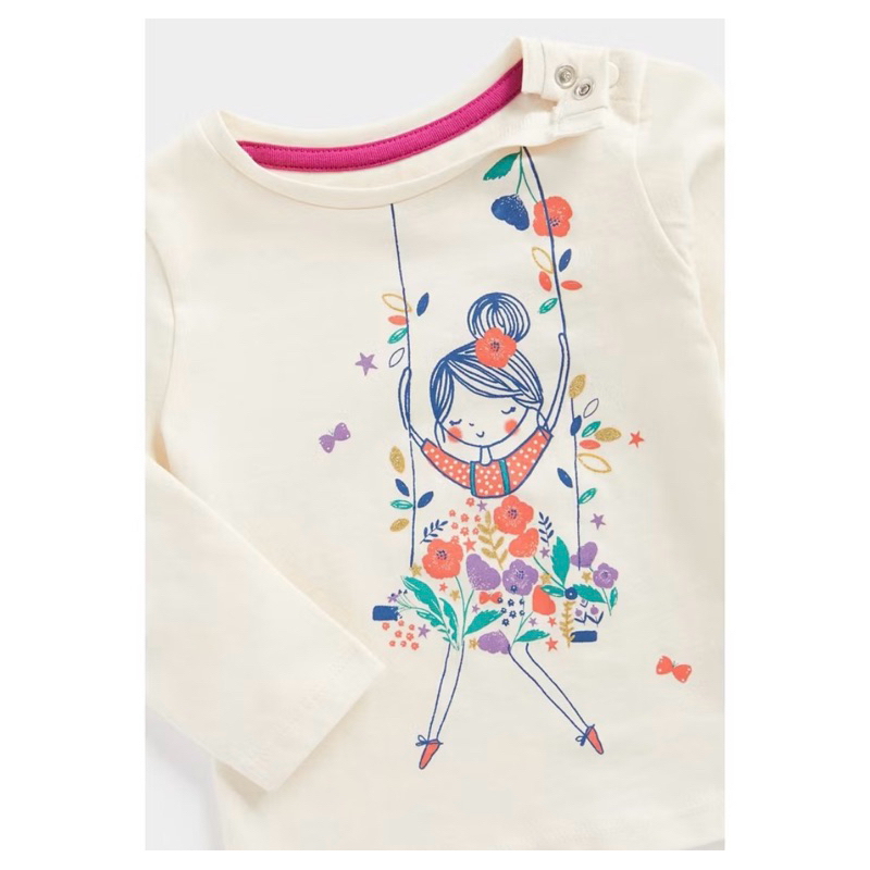 Mothercare Girl Long-Sleeved T-Shirt - Kaos Bayi Perempuan (Putih) preloved