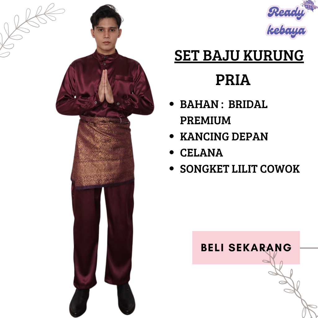 Baju Kurung Melayu Pria Setelan Plus Songket / Baju Melayu Pria Songket Sampin / Baju Kurung Pria Ju