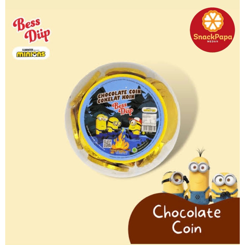 

BESS DIIP COKELAT KOIN MINION UKURAN BESAR [ 1 TOPLES ISI 50 PCS ] | COKELAT COMPOUND SUSU BENTUK KOIN | MINION CHOCOLATE COIN