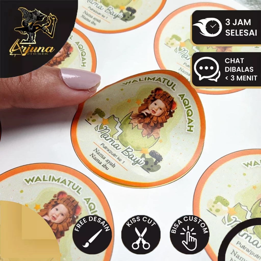 

2-4 Stiker Tasyakuran Aqiqah Custom Akikah Arjuna Sticker Ikkah Iqqah Syukuran Bayi