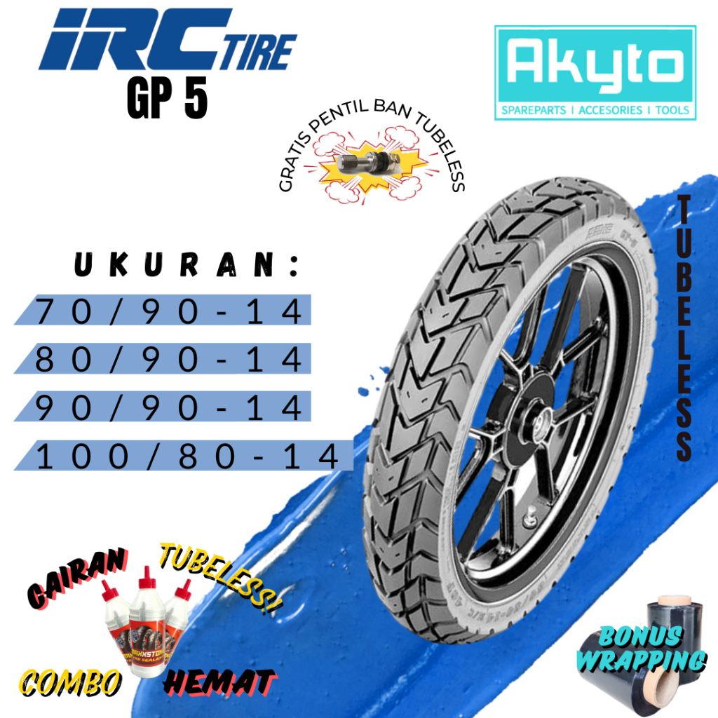 BAN IRC GP 5 RING 14 / BAN TUBELESS / BAN MOTOR R14 / BAN MOTOR MATIC METIK SCOOPY MIO J XRIDE FINO 
