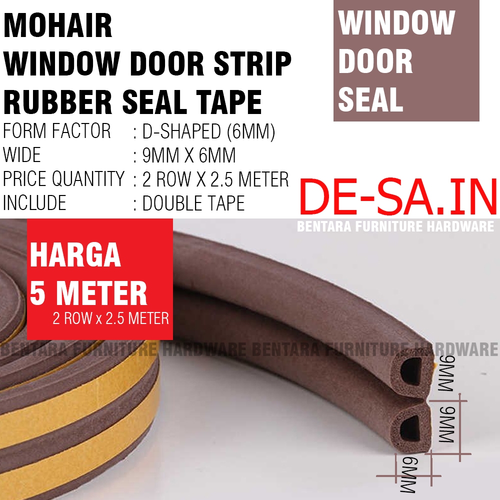 MOHAIR KARET (DENGAN PEREKAT) PEREDAM PINTU JENDELA DOUBLE TAPE MOHER GREY ABU DOOR SEAL