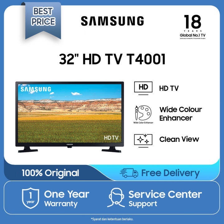 Samsung 32 Inch HD LED TV Digital TV | 32T4001 | UA32T4001 | T4001 | Garansi Resmi | 100% Baru | 32T