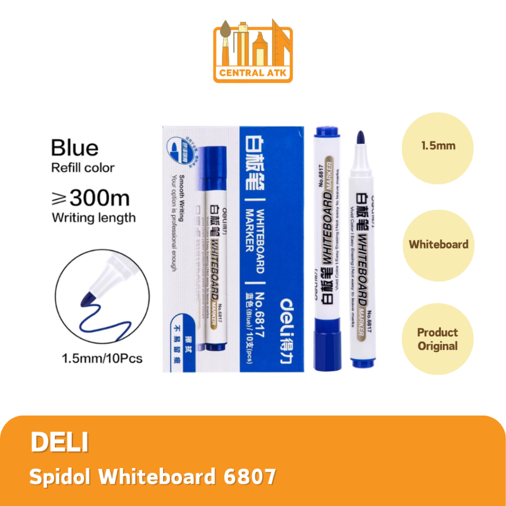 

Deli Spidol Kering Biru/Merah/Hitam, Mudah Dihapus dan Tinta Tidak Mudah Bocor 6817