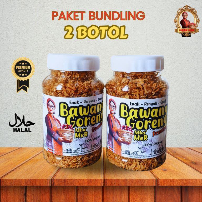

[PAKET HEMAT 2 BOTOL ] BAWANG GORENG ORI Mba' Mer - Tanpa Pengawet, MSG, Kriuk , Gurih dan Renyah