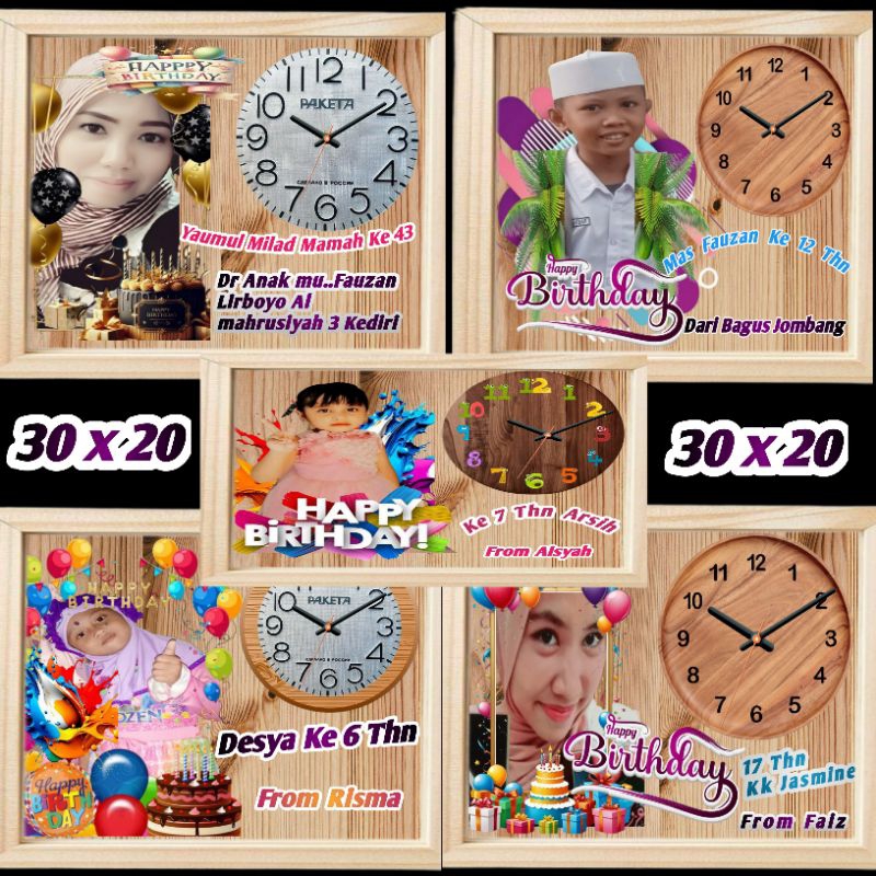 Jam Custom Foto Kayu Kado Ultah Bingkai Kayu Jati Belanda