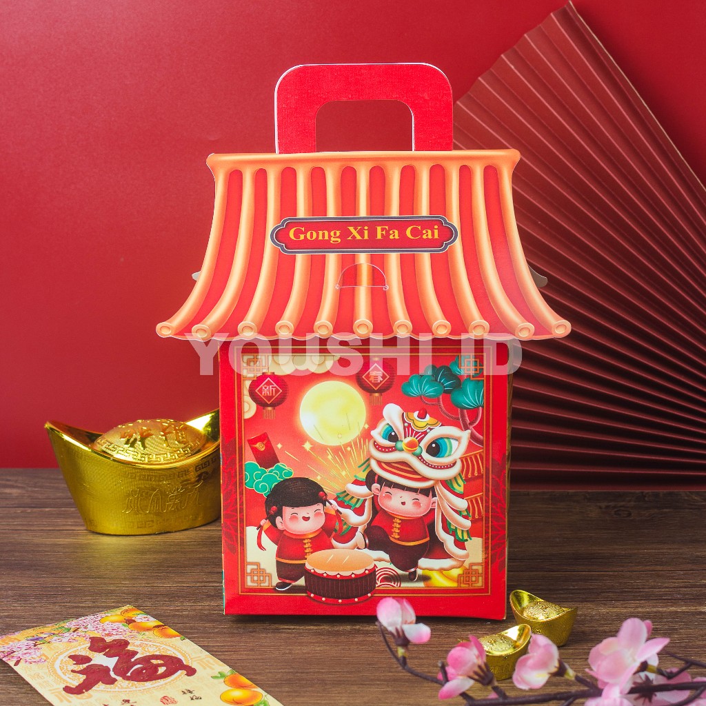 

CNY Barongsai House | Dus Kue Kering Nastar (5pcs)/Kotak Hampers Imlek CNY isi 2 Toples 500gr