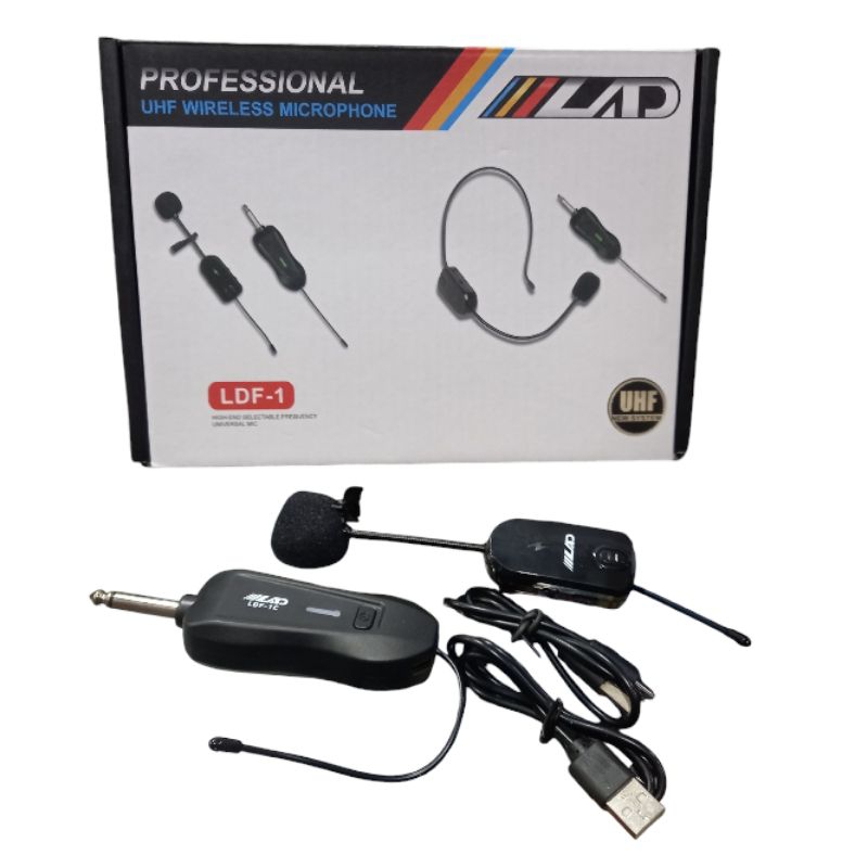 MIC JEPIT LAD LDF-1 TANPA KABEL PROFESIONAL UHF WIRELESS MICROPHONE