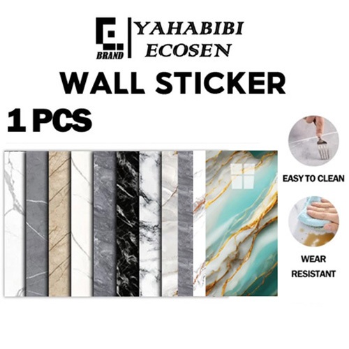 YAHABIBI- Wallpaper dinding Vinyl Marble Motif Kayu Vinyl Marbel Granit Stiker Lemari Cabinet Marbel