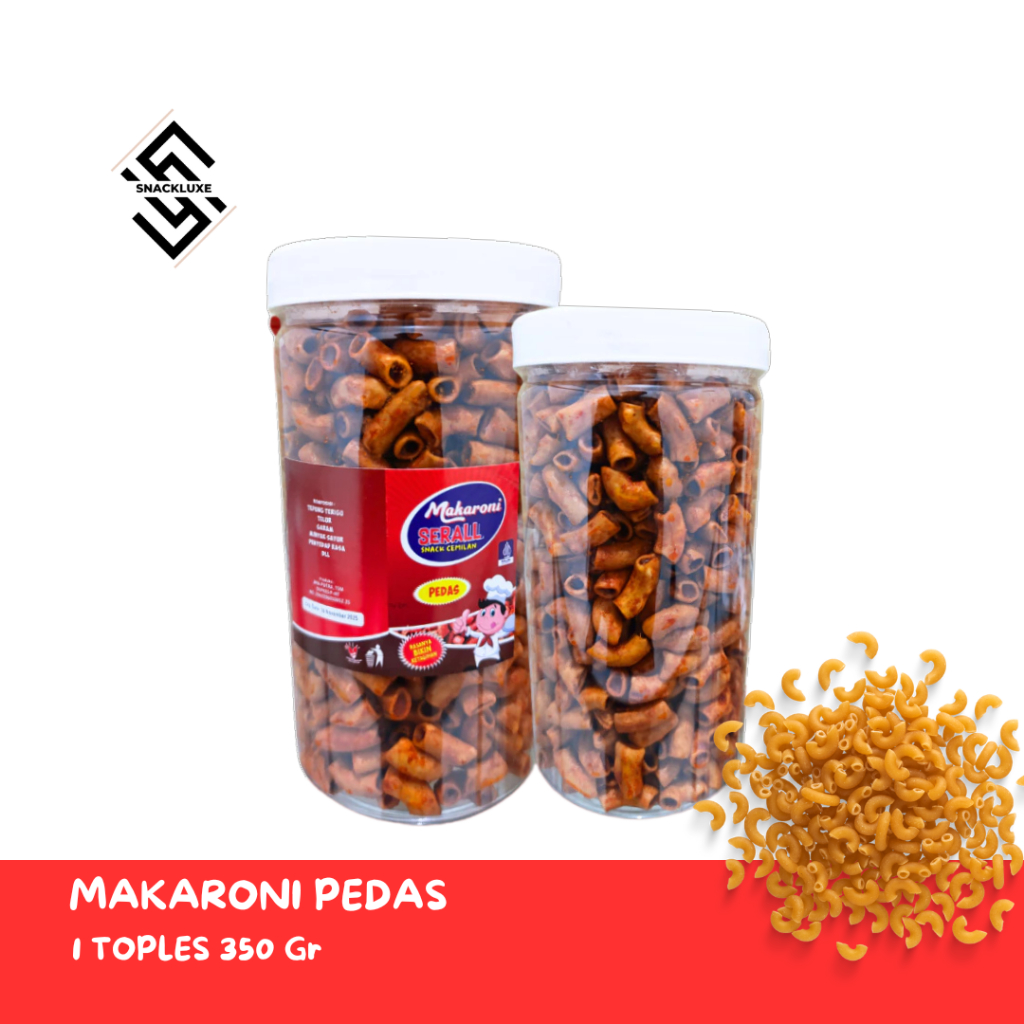 

Makaroni Pedas Gurih Isi 350Gram Kemasan Toples