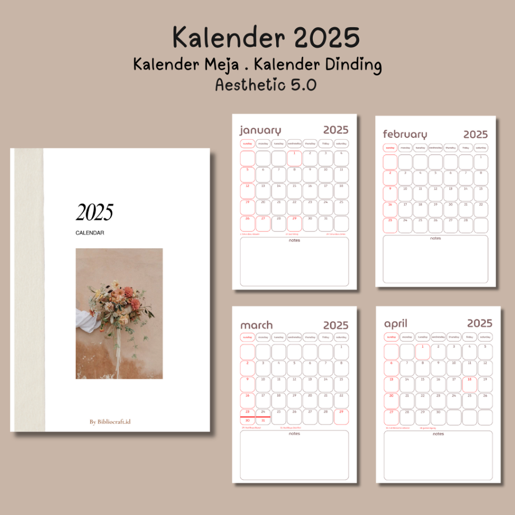 

Aesthetic 5.0 Series | Kalender Meja | Desk Calendar | Kalender Dinding | Ukuran A6 A5 A4