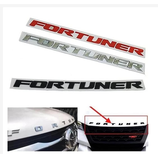 Emblem Kap Depan Mobil Toyota Fortuner /Emblem Huruf Kap Mesin Fortuner warna chrom