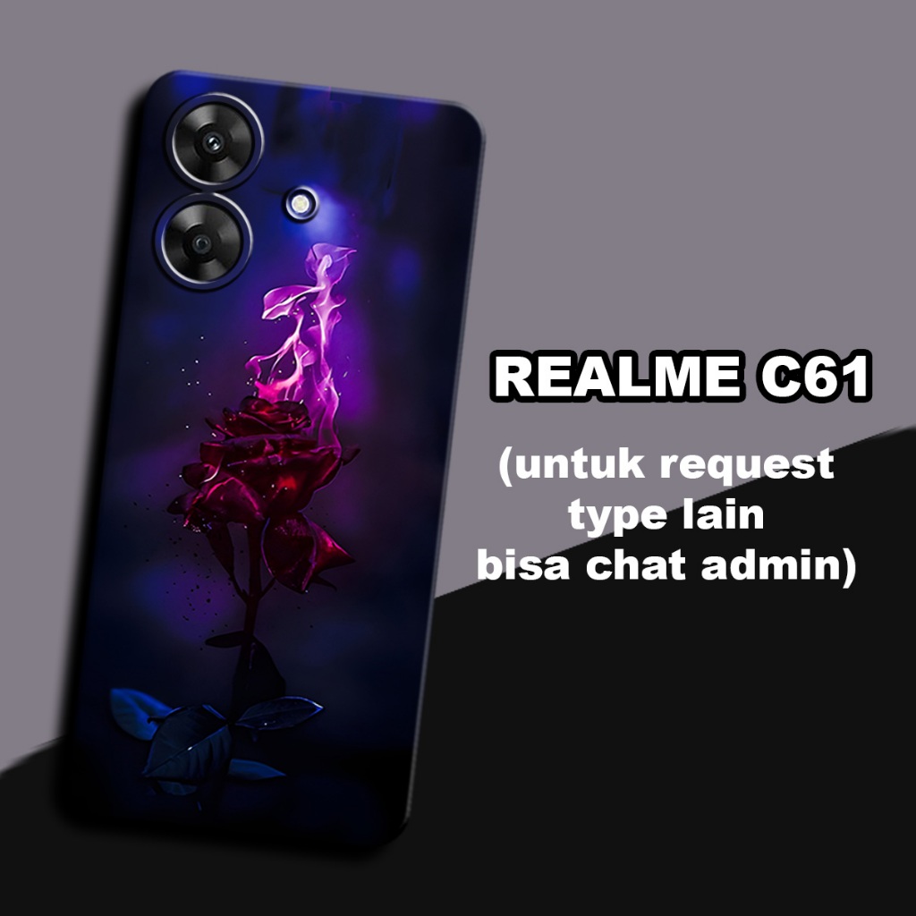 CC34/ Softcase karet lentur untuk realme c61/Motif bunga/case realme c61 /kesing realme c61  /silico