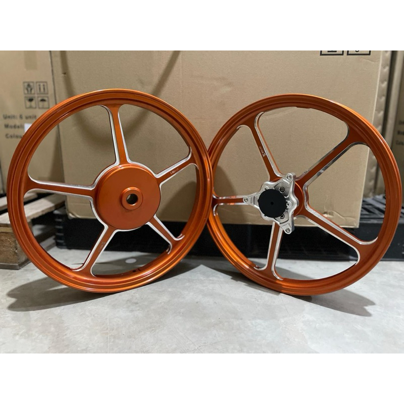 VELG HYLOS ENKEI 505 AEROX NVX 160/185-17 BLACK DAN ORANGE NEW