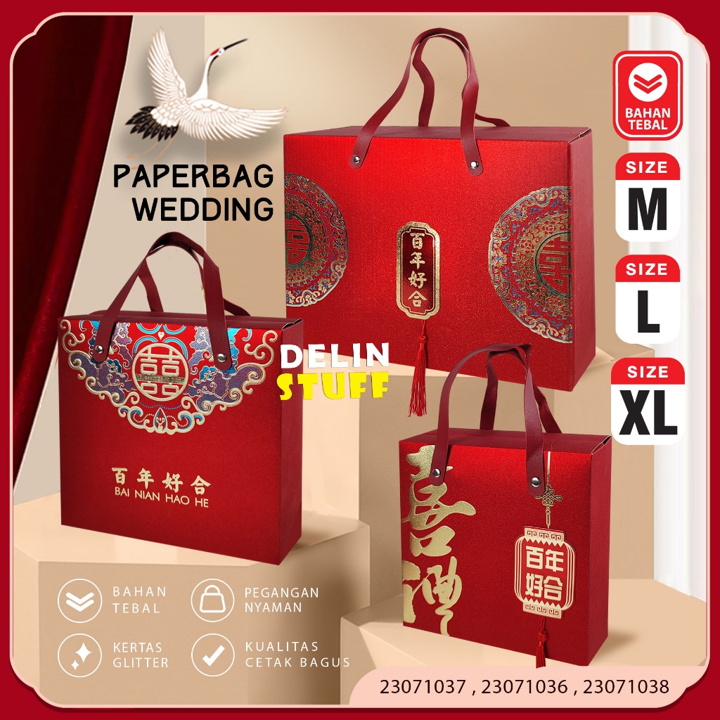 

Paper Bag Wedding Kotak Souvenir Pernikahan Paperbag Sangjit Souvenir Teapai size M size L size XL (23071036 23071037 23071038 23071039)