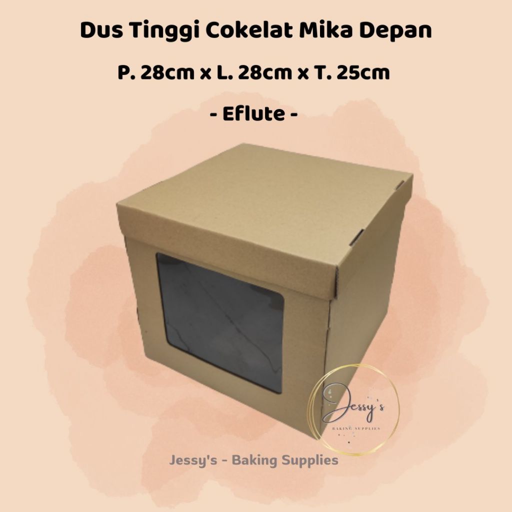Dus Box Kotak Kue Cake Tinggi Eflute 28 x 28 x 25 Cokelat