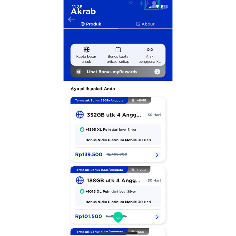 Kartu XL diskon akrab 70%