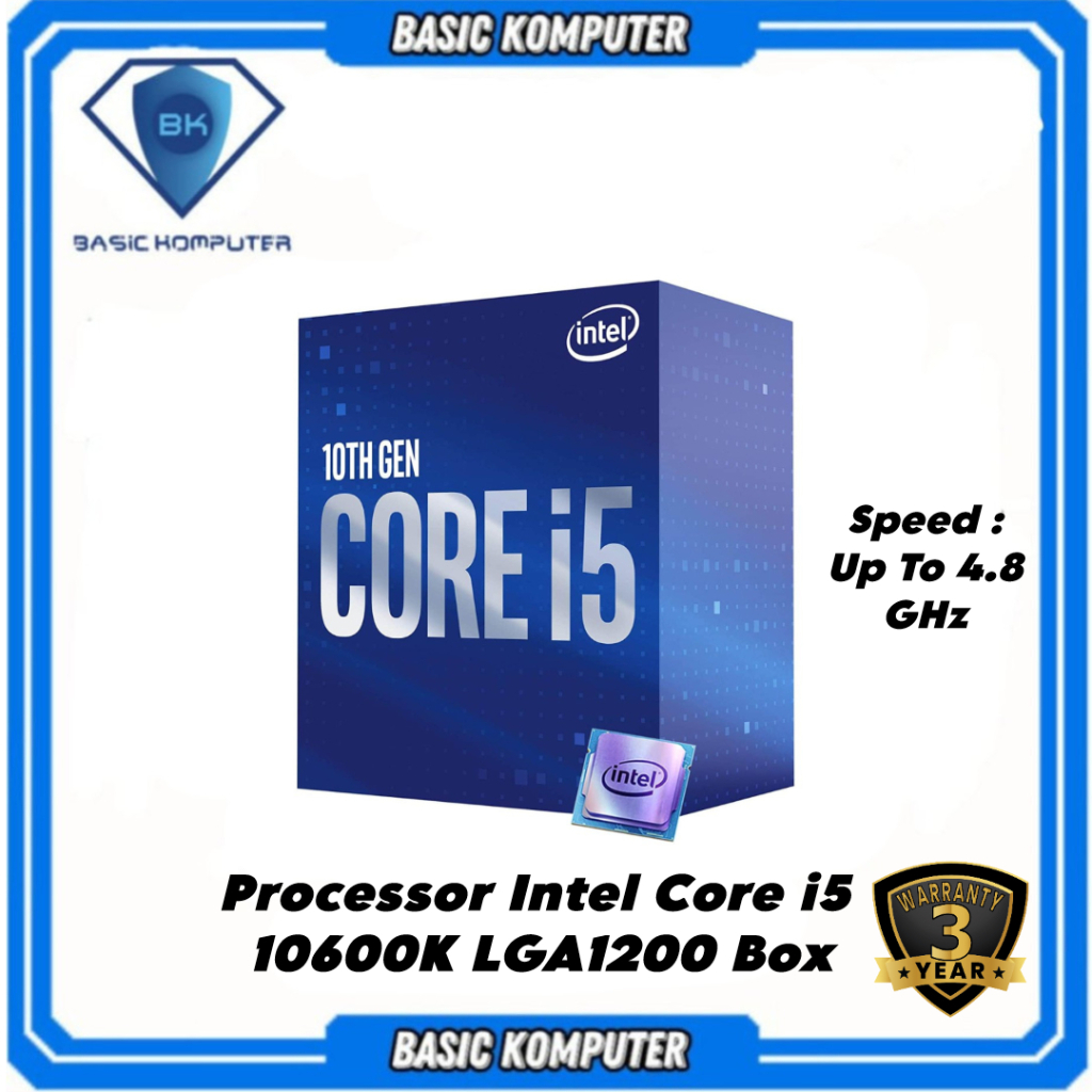 PROCESSOR INTEL CORE i5 10600K BOX SOCKET 1200 GARANSI 3 TAHUN