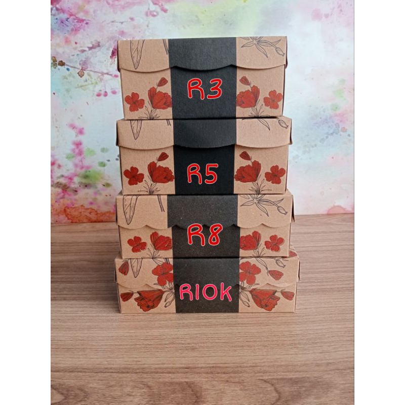 Dus Nasi / Kotak Kue / KRAFT DEPAPER MOTIF  BUNGA