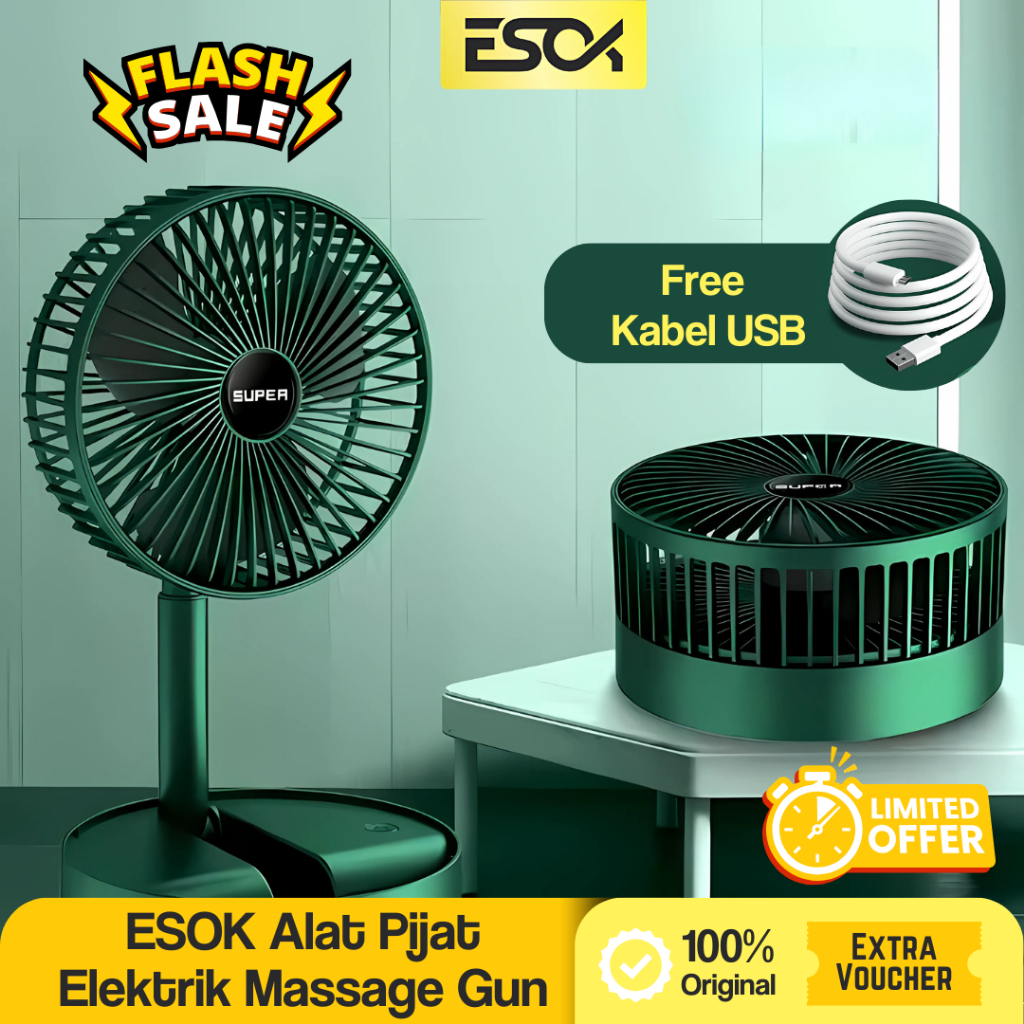 ESOK Kipas Wireless Portable Bisa Di Lipat Dengan Kapasitas Baterai Besar